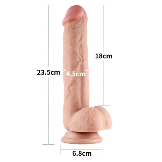 Lovetoy Sliding-Skin - dvouvrstvé přísavné dildo - 23 cm (přírodní)