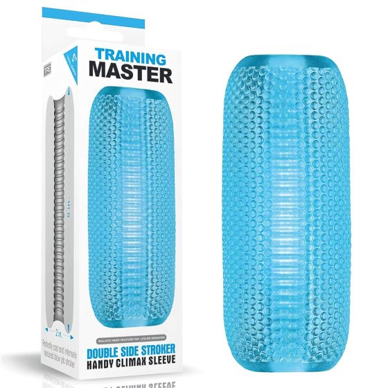 Lovetoy Training Master - oboustranný rýhovaný masturbátor (modrý)