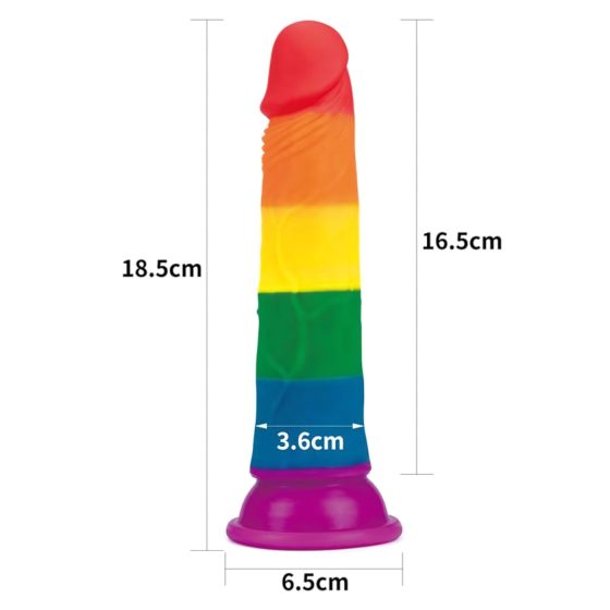 Lovetoy Prider - realistické dildo - 19 cm (duhové)