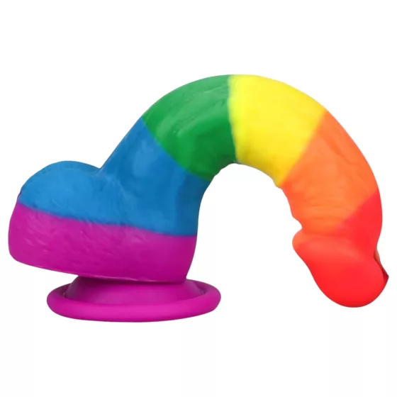 Lovetoy Prider - realistické silikonové dildo - 19 cm - duhové