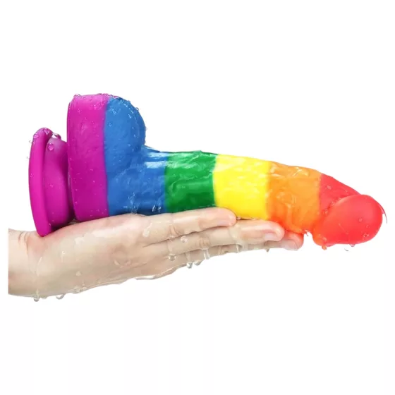 Lovetoy Prider - realistické silikonové dildo - 19 cm - duhové