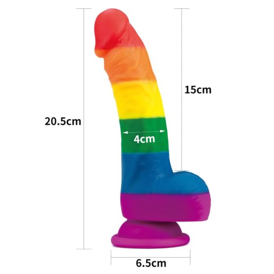 Lovetoy Prider - realistický silikonový dildo - 19 cm (duhový)