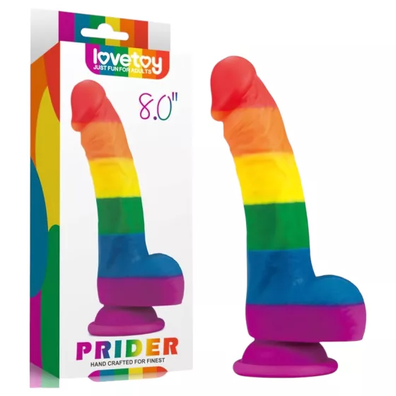 Lovetoy Prider - realistické silikonové dildo - 19 cm - duhové