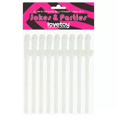 Lovetoy - brčko s penisem - svítící - bílá