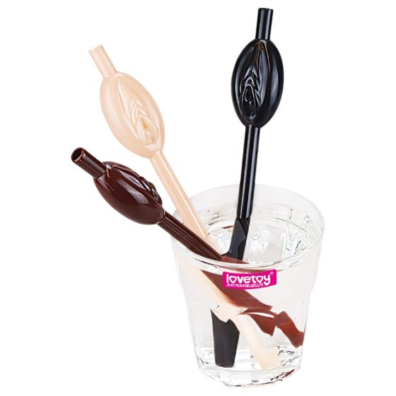 Lovetoy - brčko ve tvaru vagíny - naturální/hnědá/černá