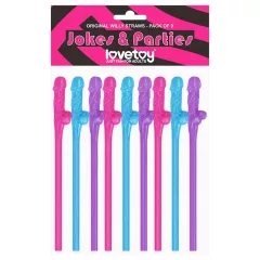   Lovetoy - realistické brčko ve tvaru penisu - růžová/modrá/fialová