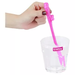  Lovetoy - realistické brčko ve tvaru penisu - růžová/modrá/fialová