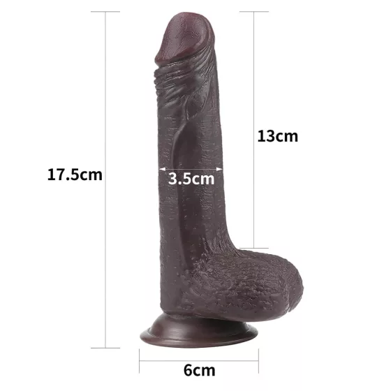 Lovetoy Sliding-Skin - dvouvrstvé dildo - 18 cm (hnědé)