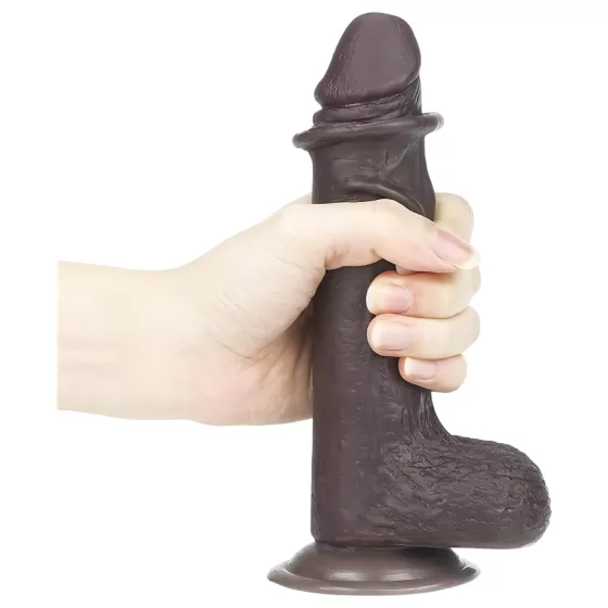 Lovetoy Sliding-Skin - dvouvrstvé dildo - 18 cm (hnědé)