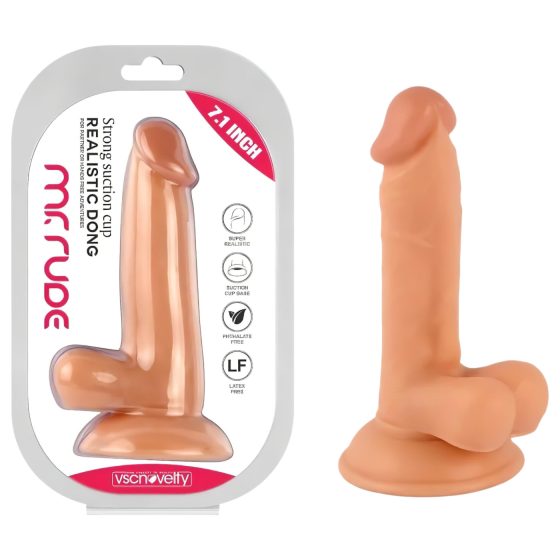 Pan Rude - realistické dildo s přísavkou a varlaty - 17 cm (přírodní)