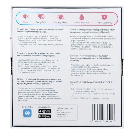 LOVENSE Gemini - vibrační chytré svorky na bradavky - růžové