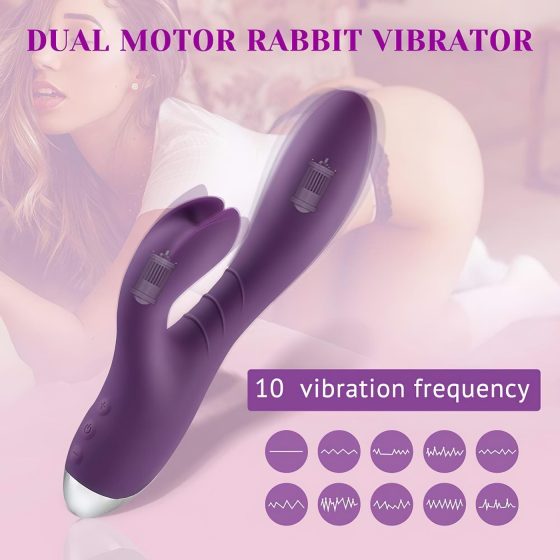 Tracy's Dog Rabbit - vodotěsný vibrátor s ramenem na klitoris (fialový)