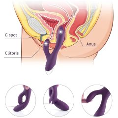   Tracy's Dog - vibrátor s stimulací klitorisu a králíčkem - voděodolný, fialový