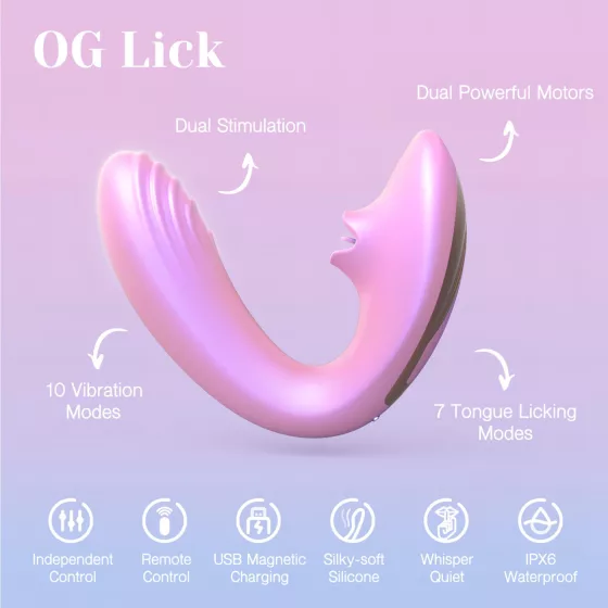 Tracy's Dog OG Lick - vibrátor na bod G a stimulátor klitorisu (růžový)