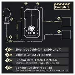   DG-LAB - rozdělovač elektrod z 2,5mm zásuvky na 2mm (černý)