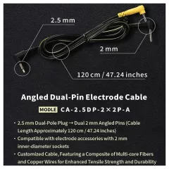   DG-LAB - elektrodový kabel s pravými úhly, s 2mm kolíky (černý)