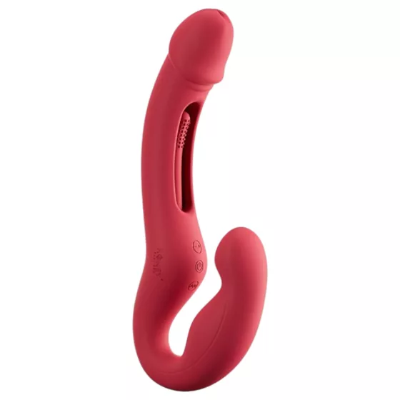 Honey Play Box Harmony Duo - App-ovladatelný připínací lízací vibrátor (červený)