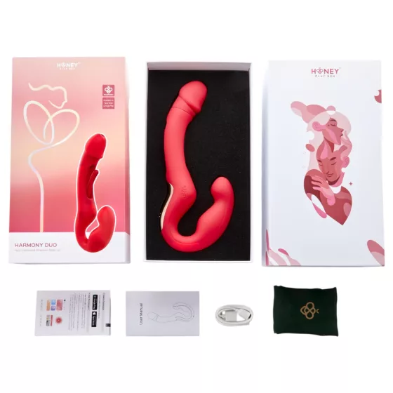 Honey Play Box Harmony Duo - App-ovladatelný připínací lízací vibrátor (červený)