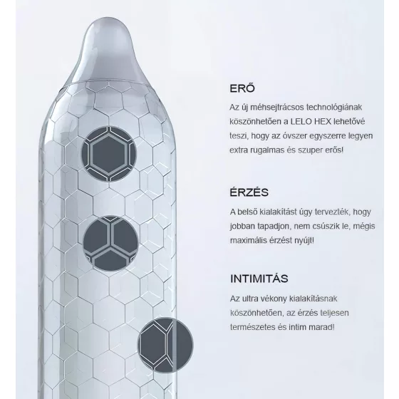 LELO Hex Original - kondomy - tenké, pevné - 12 ks