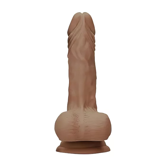 RealRock - realistické dildo s varlaty - 17 cm - tmavá tělová barva