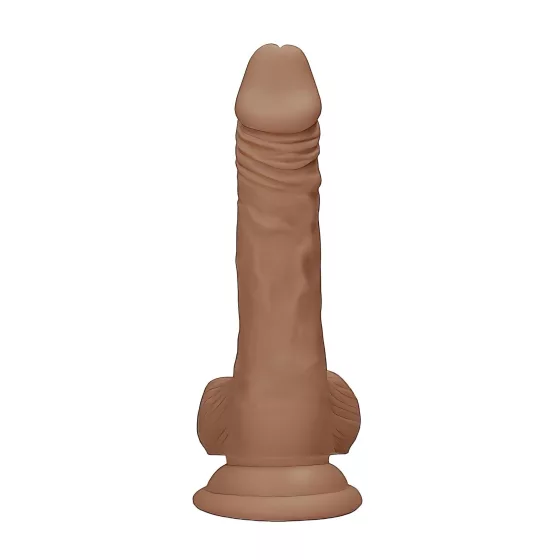 RealRock - realistické dildo s varlaty - 17 cm - tmavá tělová barva