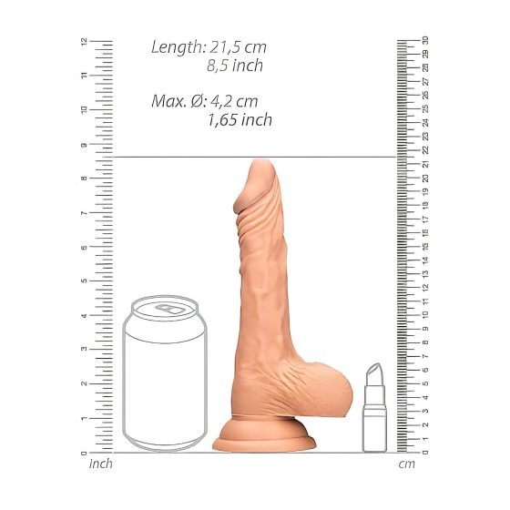 RealRock Dong 8 - realistický, varlatý dildo (20 cm) - přírodní