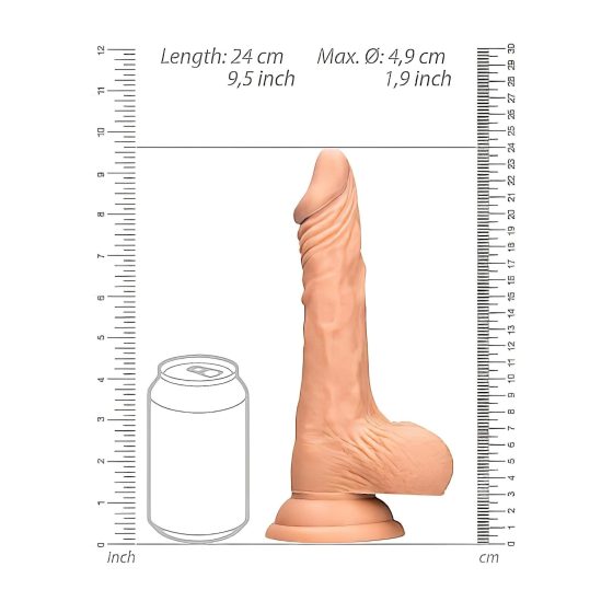 / RealRock Dong 9 - realistické dildo s varlaty (23 cm) - přírodní