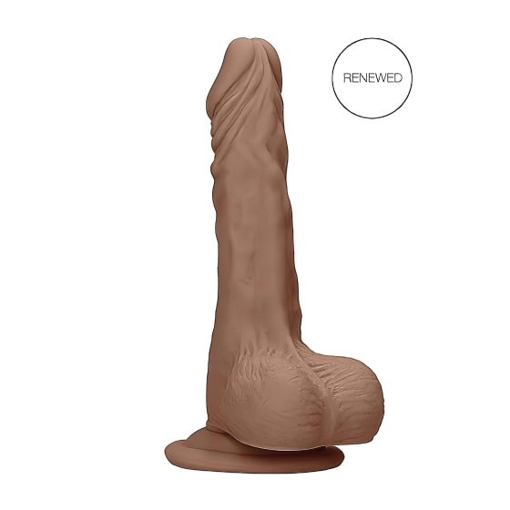 / RealRock Dong 9 - realistické dildo s varlaty (23 cm) - tmavý přírodní