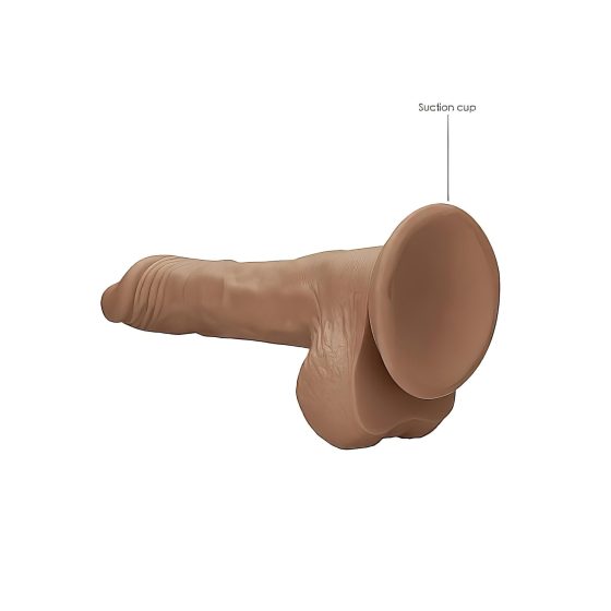 / RealRock Dong 9 - realistické dildo s varlaty (23 cm) - tmavý přírodní