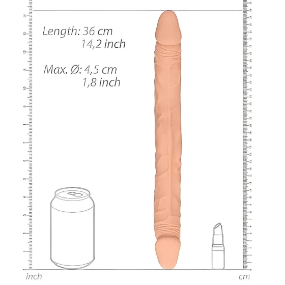 RealRock - dvojitý dildo - oboustranný - tělová - 36 cm
