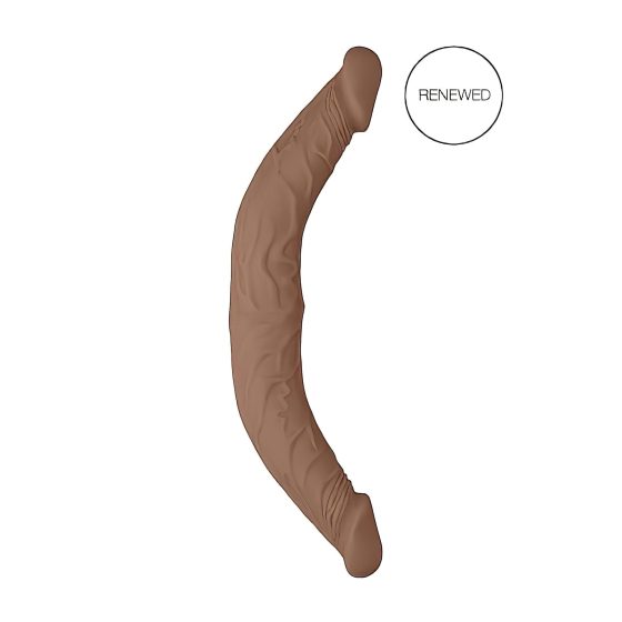 RealRock Double Dong 14 - dvojitý dildo (36cm) - tmavě přírodní