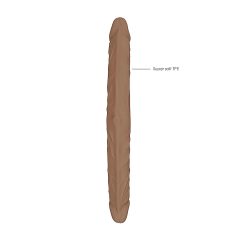  RealRock Double Dong 14 - dvojitý dildo (36cm) - tmavě přírodní