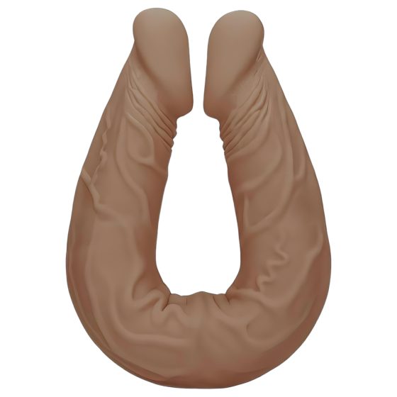 RealRock Double Dong 14 - dvojitý dildo (36cm) - tmavě přírodní