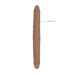   RealRock Double Dong 18 - dvojitý dildo (46 cm) - tmavá přírodní
