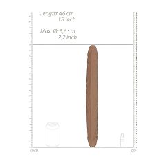   RealRock Double Dong 18 - dvojitý dildo (46 cm) - tmavá přírodní