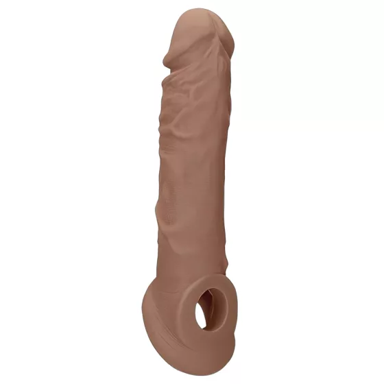 RealRock - návlek na penis - prodloužení 21 cm - tmavá tělová