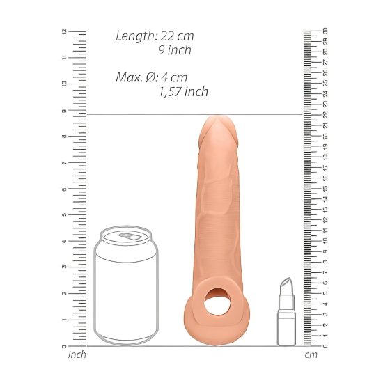 RealRock Penis Sleeve 9 - návlek na penis (21,5cm) - přírodní