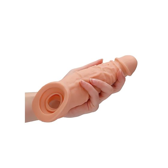 RealRock Penis Sleeve 9 - návlek na penis (21,5 cm) - přírodní