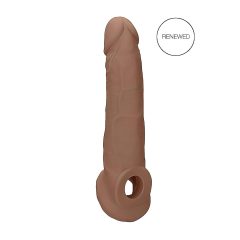   RealRock Rukáv na Penis 9 - návlek (21,5 cm) - tmavý přírodní