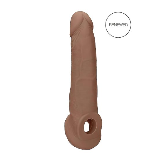 RealRock Rukáv na Penis 9 - návlek (21,5 cm) - tmavý přírodní