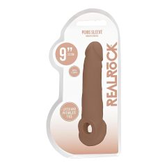   RealRock Rukáv na Penis 9 - návlek (21,5 cm) - tmavý přírodní