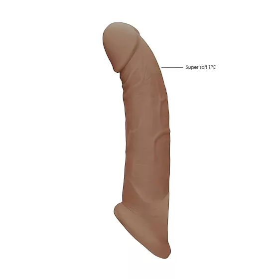 RealRock - návlek na penis - 21,5 cm - tmavá tělová barva