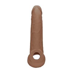   RealRock Penis Sleeve 9 - návlek na penis (21,5 cm) - tmavě tělová barva