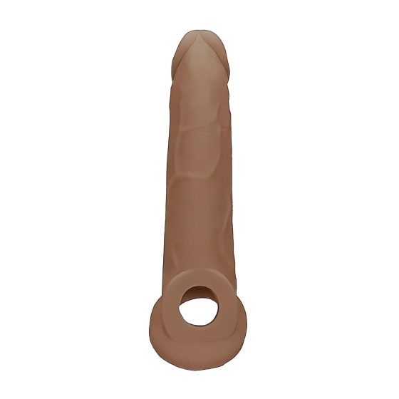 RealRock Rukáv na Penis 9 - návlek (21,5 cm) - tmavý přírodní