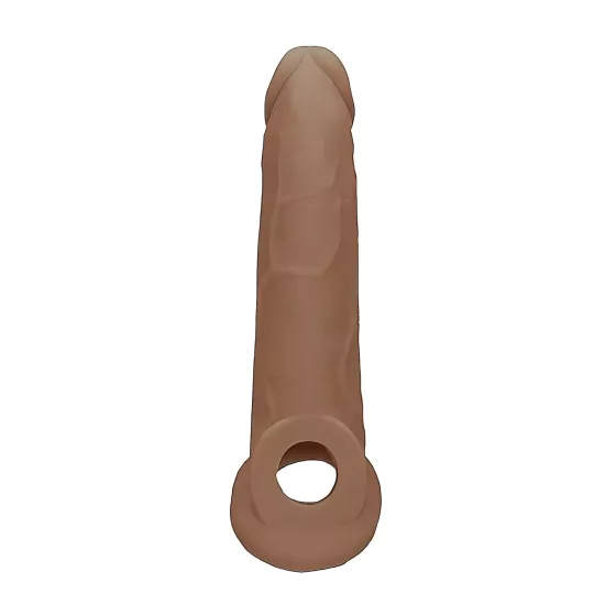 RealRock - návlek na penis - 21,5 cm - tmavá tělová barva