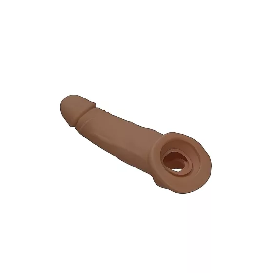 RealRock - návlek na penis - 21,5 cm - tmavá tělová barva