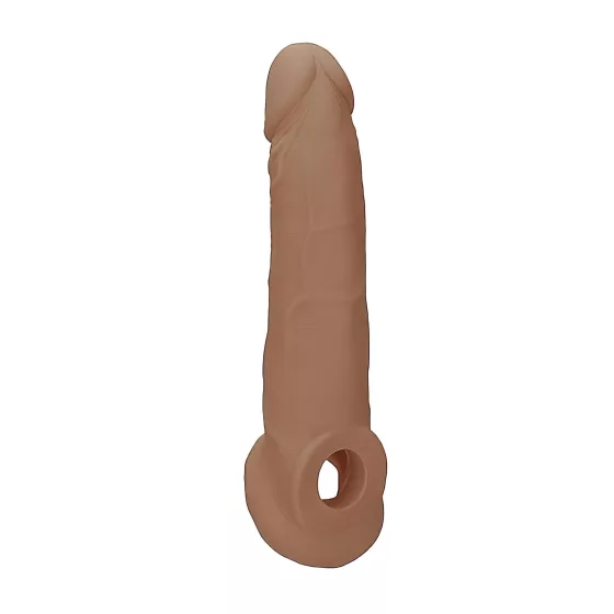RealRock - návlek na penis - 21,5 cm - tmavá tělová barva