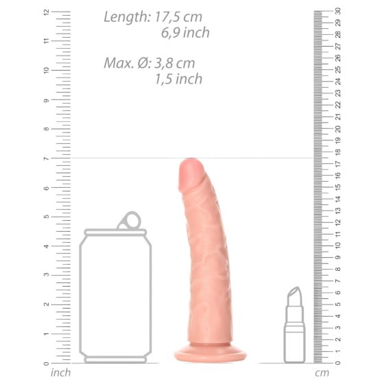 RealRock Slim - realistický dildo - 15,5 cm (přírodní)