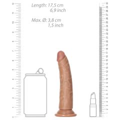   RealRock Slim - realistické dildo 15,5 cm (tmavá přírodní barva)
