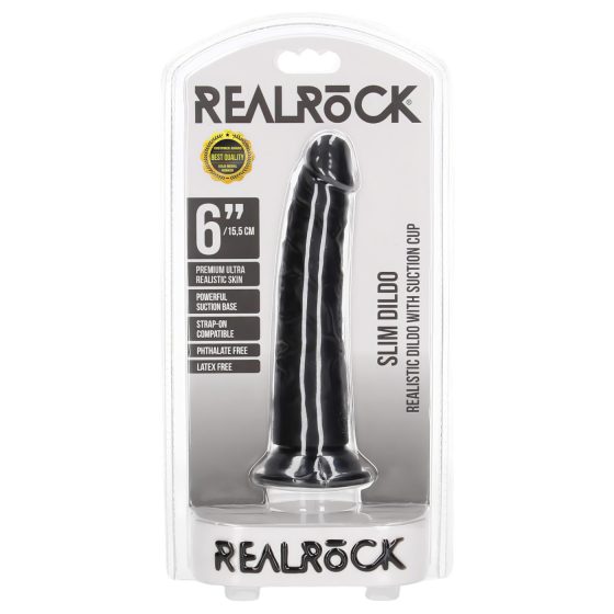 RealRock Slim realistický dildo - 15,5 cm (černý)